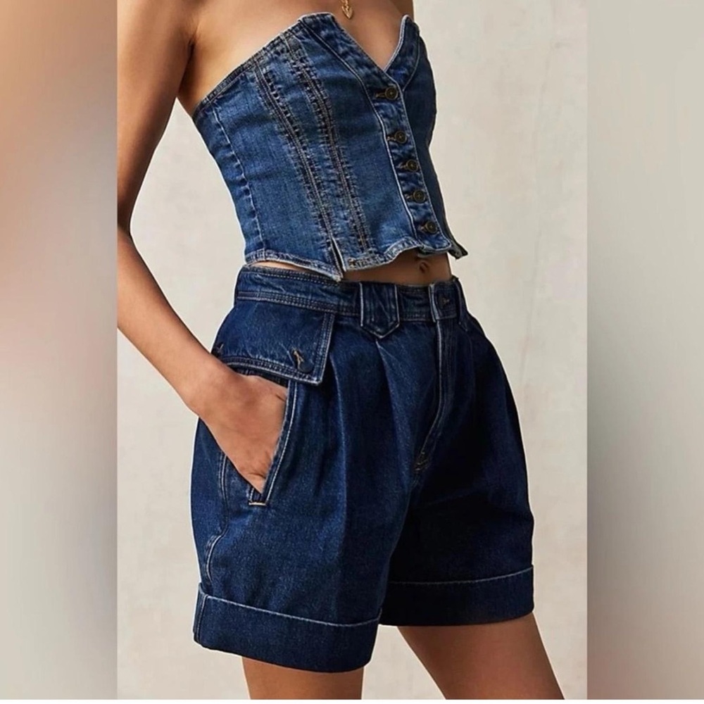 We The Free Dark Blue Jean Shorts